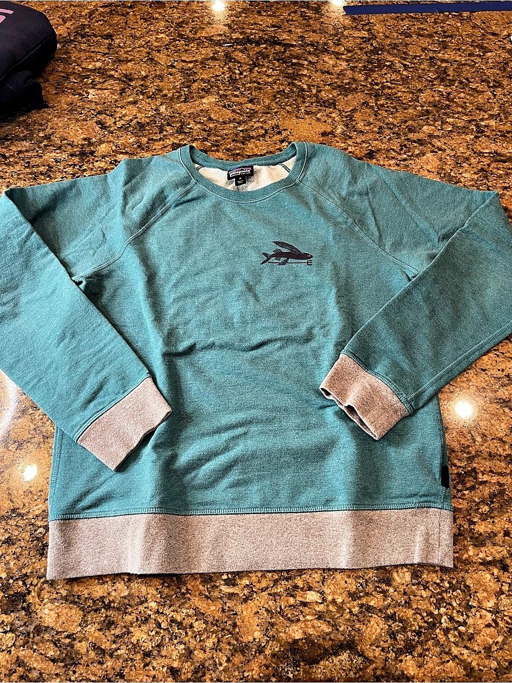 Patagonia Flying Fish Midweight Crew Sweatshirt Blue & Gray Size Medium